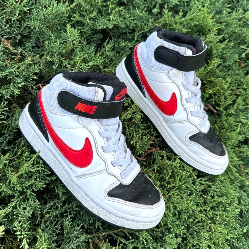 Nike Court Borough Mid 2 High Top Athletic Shoes Toddler Size 11 White Red Black - Picture 2 of 14